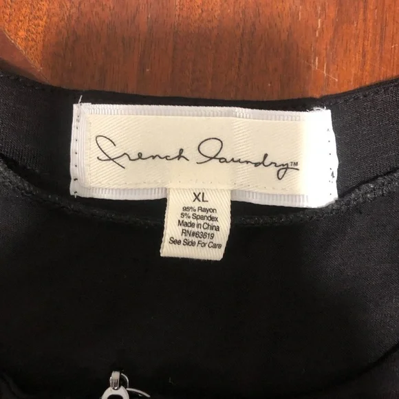 NWT French Laundry Black 3/4 Ruffle Sleeve Top - Picture 6 of 8